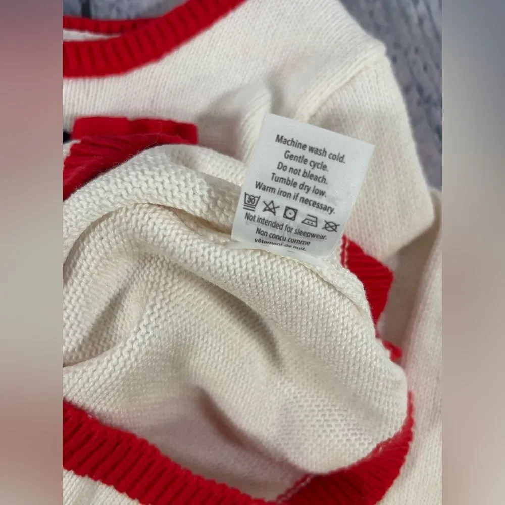 Gymboree Retro Cream Red Trim Puppy with Bow Cute Cottagecore Sweater 2T